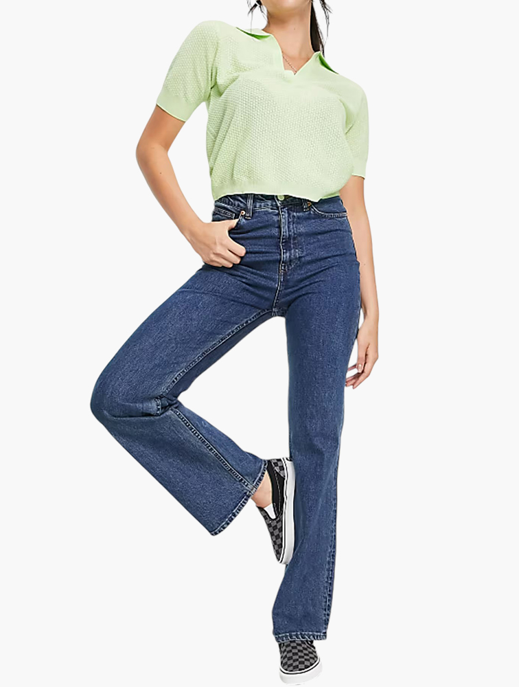 MyRunway | Shop Monki Blue Kaori Cotton Flared Jeans for Women